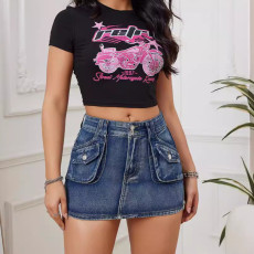 Washed Fashion A-line Denim Skirt GKNF-TSYJ-847