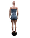 Casual Tube Tops Single-breasted Romper MEM-88554