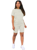 Solid Color Short Sleeve Sport 2 Piece Shorts Set GYSL-999