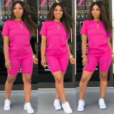 Solid Color Short Sleeve Sport 2 Piece Shorts Set GYSL-999