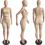 Solid Tank Top And Drawstring Shorts Sport Suit GYSL-5269