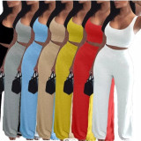 Solid Tank Top + Pants Sport Casual 2 Piece Set GYSL-8863