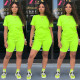 Solid Color Short Sleeve Sport 2 Piece Shorts Set GYSL-999
