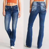 Fashion Zipper Washed Straight Jeans GKNF-TSYJ-2464