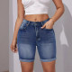 Washed Rolled Straight Jean Shorts  GKNF-TSYJ-835