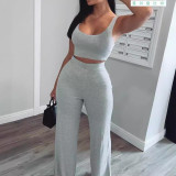 Solid Tank Top + Pants Sport Casual 2 Piece Set GYSL-8863