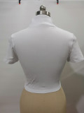 Short Sleeve Solid Zipper Slim T Shirt GYSL-0190