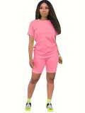 Solid Color Short Sleeve Sport 2 Piece Shorts Set GYSL-999