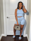 Solid Tank Top And Drawstring Shorts Sport Suit GYSL-5269