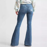 Casual Washed Rolled Micro Flare Jeans GKNF-TS-T244303