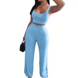 Solid Tank Top + Pants Sport Casual 2 Piece Set GYSL-8863