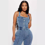 Casual Denim Sling Washed Jumpsuit GKNF-TSJ-3545