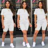 Solid Color Short Sleeve Sport 2 Piece Shorts Set GYSL-999