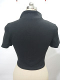 Short Sleeve Solid Zipper Slim T Shirt GYSL-0190
