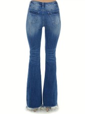 Casual Holes Micro Flare Washed Jeans GKNF-TS-T244306(Z8180)