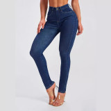 Casual Solid Color Tight Pencil Jeans GKNF-TS-T244309（Z8161）