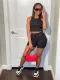 Solid Tank Top And Drawstring Shorts Sport Suit GYSL-5269