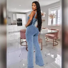 Casual Denim Sling Washed Jumpsuit GKNF-TSJ-3545