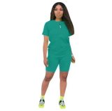 Solid Color Short Sleeve Sport 2 Piece Shorts Set GYSL-999