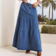 Fashion Denim Patchwork Loose Long Skirt GKNF-TSX-11008