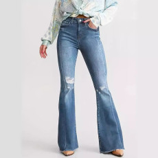 Casual Washed Rolled Micro Flare Jeans GKNF-TS-T244303
