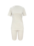 Solid Color Short Sleeve Sport 2 Piece Shorts Set GYSL-999
