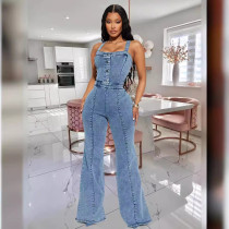 Casual Denim Sling Washed Jumpsuit GKNF-TSJ-3545