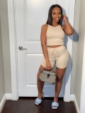 Solid Tank Top And Drawstring Shorts Sport Suit GYSL-5269