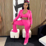 Solid Color Cardigan Long Sleeve Casual Sweatsuit SFY-TW492