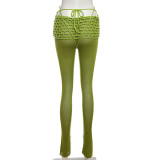 Low Rise Tied Skinny Solid Color Knit Pants XEF-49097