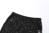 Sexy Hollow Out Sling Tops And Half Skirt Lace Suit XEF-50069