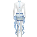 Sexy Hanging Neck Small Vest Half Skirt Set XEF-47813