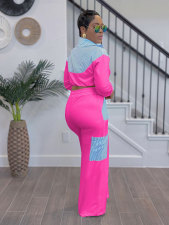 Striped Color Block Long Sleeve Shirt Pants Set SSNF-211458