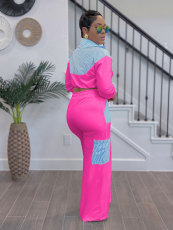 Striped Color Block Long Sleeve Shirt Pants Set SSNF-211458