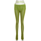 Low Rise Tied Skinny Solid Color Knit Pants XEF-49097