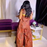 Printed Color Clash Wide Leg Sling Jumpsuit NY-10819