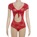 Sexy Tight Hollow Out Backless Lace Bodysuit XEF-50464