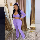 Solid Color Cardigan Long Sleeve Casual Sweatsuit SFY-TW492