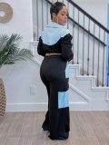 Striped Color Block Long Sleeve Shirt Pants Set SSNF-211458