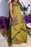 Printed Color Clash Wide Leg Sling Jumpsuit NY-10819