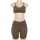 Sexy Sling Vest And Tight Shorts 2 Piece Set XEF-49155