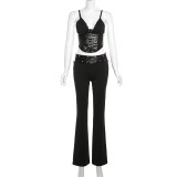 Sexy Strappy Camisole Vest Micro Pants Set XEF-47555