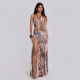 Sexy Irregular Backless Print Maxi Dress XEF-48312