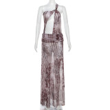 Sexy Irregular Backless Print Maxi Dress XEF-48312