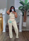 Sleeveless Print Wide Leg Pants 2 Piece Set SFY-2781