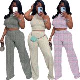 Sleeveless Print Wide Leg Pants 2 Piece Set SFY-2781