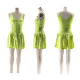 Tie-Dye Print Camisole Patchwork Mini Dress (with Safety Pants) SFY-HY104