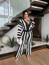 Sexy Hollow Out Sweater Knit Two Piece Pants Set CH-24040