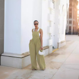 Solid Color Loose Wide Leg Back Pant Jumpsuit SFY-2779