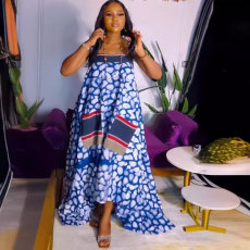 Sling Printed Big Swing Maxi Dress NY-10825